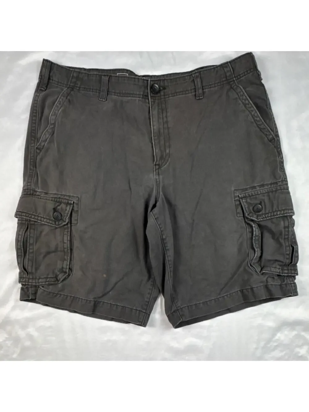 Urban Pipeline‎ Gray Cotton Cargo Shorts Button Zip Pockets Flat Front Men